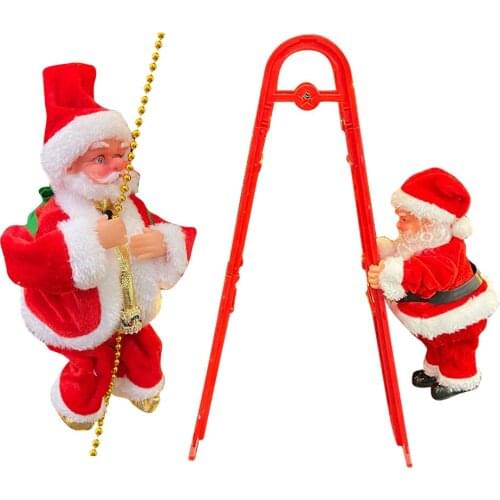 Electric Santa Claus Toys Climb Ladder Bead Chain Christmas Old Man Doll with Music Climbing Creative Christmas Xmas Tree Decor