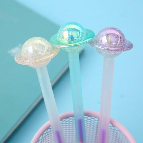 Ellen Brook 1 PCS Stationery Cute Rotating Planet Lovely Candy Text Marker Gel Pens Student School Supply Change 5 Colors Draw