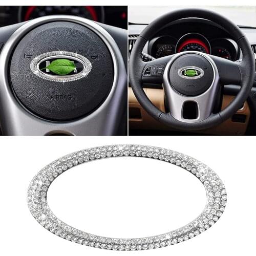 Crystal Diamond Steering Wheel Emblem for Kia Ceed Cerato K3 Carens Optima Sorento Sportage Rio K2 Bling Decal Accessories