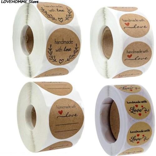 Hot Sale Bakeware Label Stickers 1 Roll Taste Business Order Home Hand Made With Love Sticker Wedding Envelope Seals