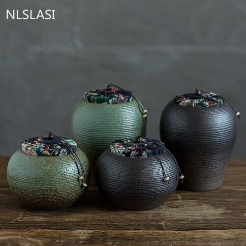 Classic Ceramic Tea Caddy with Cover Moisture-proof Jars Medicinal Herbs Candy Storage Pot Coffee Storage Jar Boutique Tea Cans