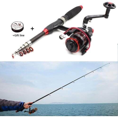 1.2m1.5m1.9m2.1m telescopic fishing rod and 2000 reel set carbon Portable Travel pocket pole Children rod Fishing combination