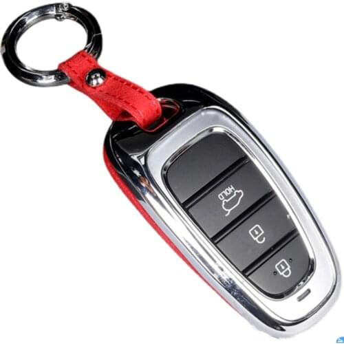 Sude Leather Cover for Hyundai Solaris Sonata Hybrid NEXO NX4 New Grand Santa Fe Tucson 2021 2022 Keyless Entry Key FOB Holder