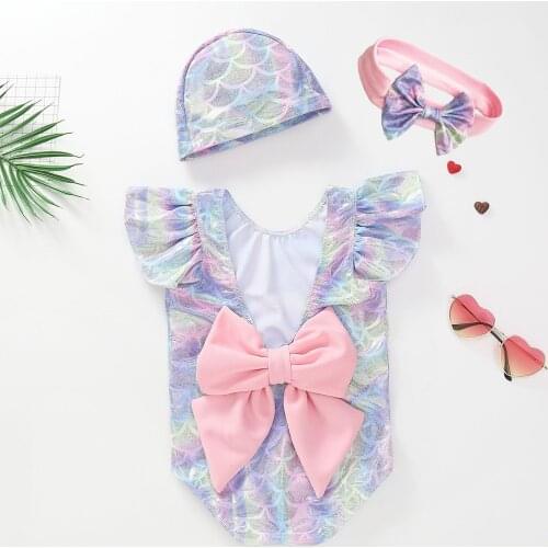 Baby Girls Swimwear Toddler Kids Child Bathing Suit Mermaid Swimsuit Costume Swimwear Beach Bikini Set Bow Bikini