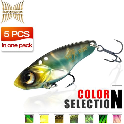 LUREFANS-SHIZHAN-R35/40/45 5PCS Rattlisnake VIB 5pcs 35mm/5g 40mm/7.5g 45mm/10g Sinking Vibration Baits Metal Catfish Lures