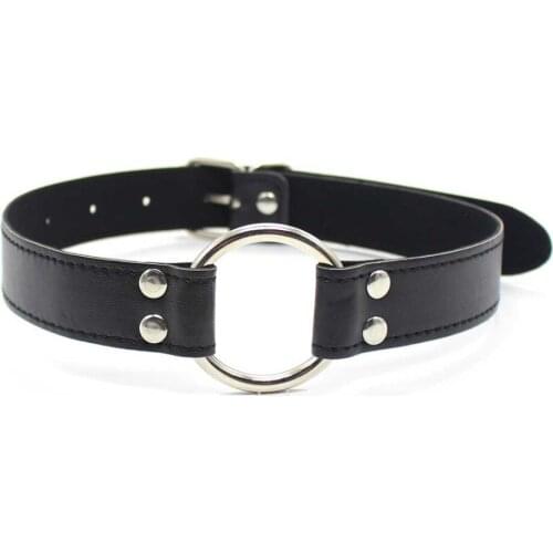 PU Leather metal O Ring Mouth Gag Oral Fixation mouth stuffed Adult Games For Couples Flirting Sex Products Toys