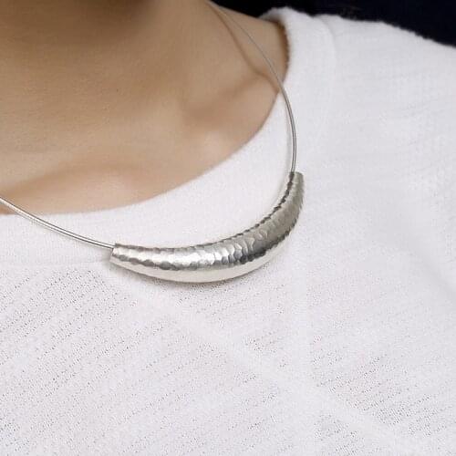 Real S925 Sterling Silver Handmade Knocking Face Carved Tube Pendants without Chains Ethnic Chokers Jewelry Women Bijoux