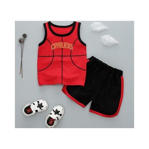 2019 summer new breathable basketball cotton Sleeveless vest shorts suit baby boys clothes childrens wear sportswear 2pcs/set