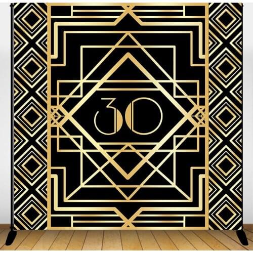 Great Gastby Backdrop Happy 30th Birthday Photography Backdrops Step and Repeat Adults Party Photo Booth Background for Photo