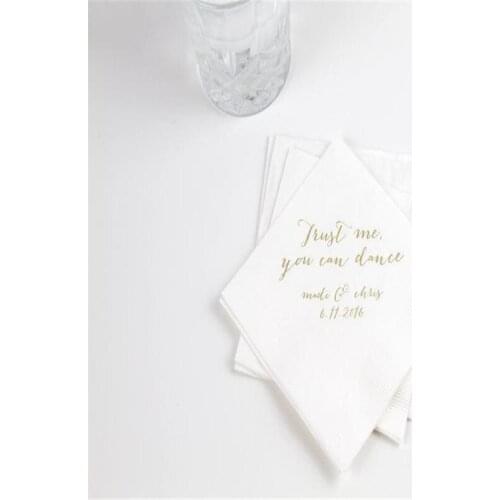 Personalized Wedding Napkins Trust Me You Can Dance - Rehearsal Dinner, Engagement Party, Custom Bar Napkins