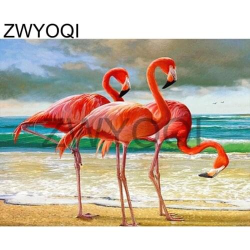 Full Square Diamond painting Crane Red-crowned crane seaside Full Round Diamond embroidery Cross stitch DIY 3D Diamond mosaic