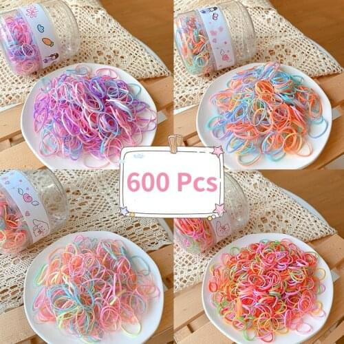 600 Pcs/Set Baby Girls Cute Colorful Disposable Rubber Band Children Lovely Soft Scrunchies Hair Bands Kids Hair Accessories