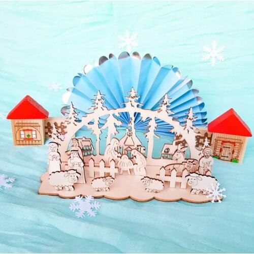 Christmas DIY Wooden Ornament Snowman Church 2021 New Year Christmas Decorations for Home Christmas Baby Gift Xmas Supplies
