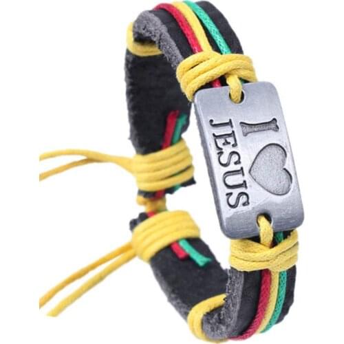 I love Jesus bracelet Vintage Bracelet Religious Faith Bangle "I LOVE JESUS" Christian Jewelry For Women Man Cuff Gift
