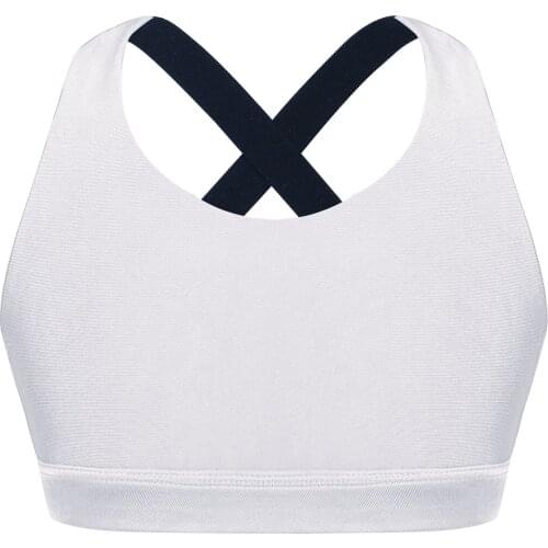 Kids Girls Summer Sport Bra Pure Color Shoulder Straps Open Back Breathable Cropped Top Children Workout Gym Yoga Bra Vest