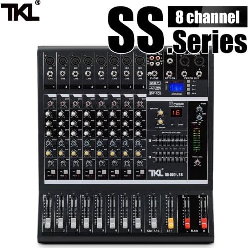 TKL SS800 Professional Audio Mixer with USB DJ Sound Mixing Console MP3 Bluetooth With 16 Reverb effect 7 Equalizer S