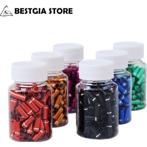 100pcs CNC 5mm Shift Brake Cable 4mm MTB Bike Derailluer Housing Cap Line Outer Crimp Tips Aluminum Ring Ferrule Inner Cable End