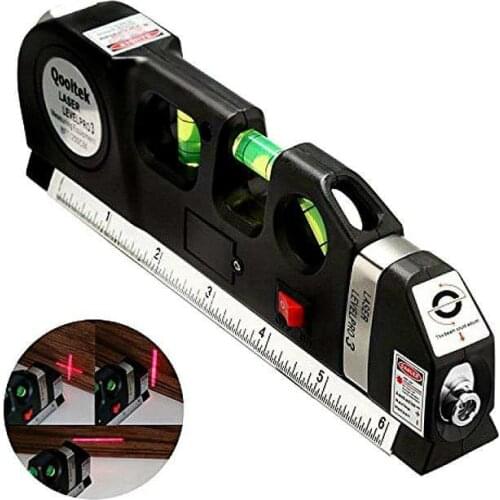 Laser Level Horizon Vertical Measure 8FT Aligner Standard and Metric Rulers Multipurpose Measure Level Laser Black