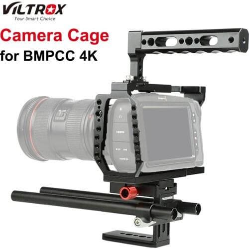 Viltrox Camera Cage For Blackmagic Pocket Cinema Camera BMPCC 4K Protective Cage Camera Rig With 1/4'' 3/8'' Screw Shoulder Rig