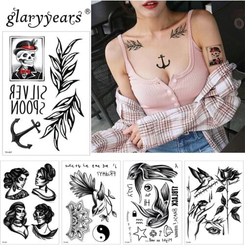 Glaryyears 1 Sheet Temporary Tattoo Sticker Hot Fake Tatoo Word Flash Tatto Waterproof Small Body Art Men Women TH Link 11