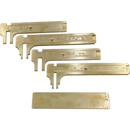 High quality Mini brass caliper pure copper vernier dual-scale measuring ruler portable retro