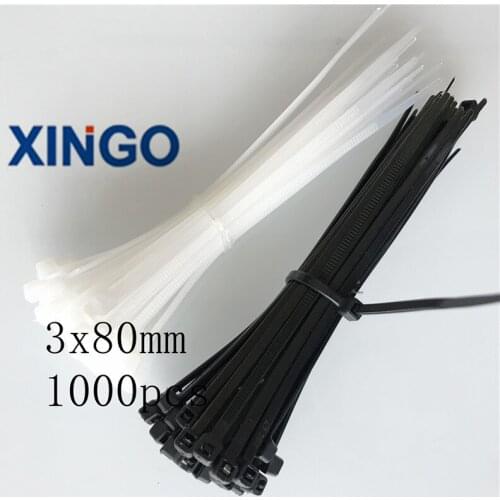 Xingo 80mm Self-locking Nylon Cable Ties 1000pcs Plastic Zip Tie 18 lbs UL RoHS SGS Approved Loop wire Ties
