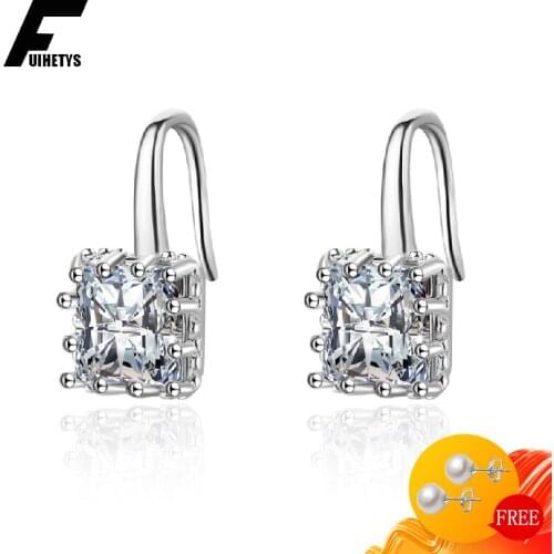 925 Silver Jewelry Earrings Fashion Zircon Gemstone Drop Earring for Women Wedding Engagement Party Gift Accessories Wholesale