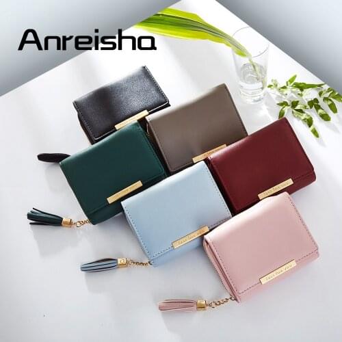 Anreisha female folding short wallet high mini purse card holder leather card holder wallet big capacity money purse w118