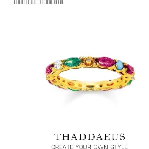 Gold Color Colorful Stones Ring,Europe Style Bridal Sets Glam Fashion Good Jewerly For Women,2018 Gift In 925 Sterling Silver