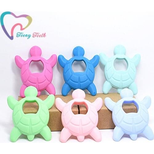 Teeny Teeth 1PC Cartoon BPA Free Silicone Turtle Teether Pendant Nursing DIY Baby Shower Pacifier Toy Tortoise Pendant Baby Love