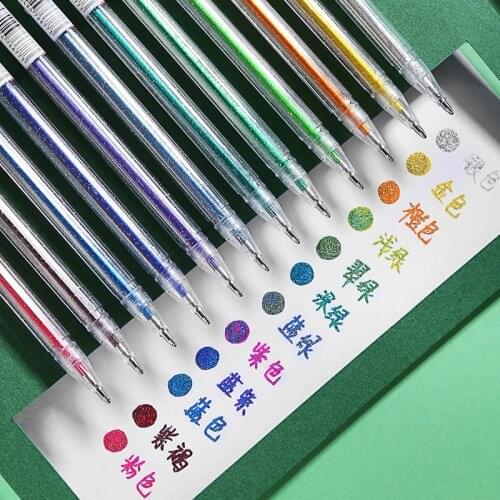 12Pcs/set Kawaii Glitter Color Changing Flash Marker Gel Pen Cute Drawing Pen Highlighter For Girl Kids School Art Stationery