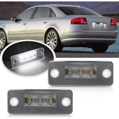 2Pc LED License Number Plate Light For Audi A8 D3 2002-2010 Led Rear Tail Lamps OEM# 4E0943021 4E09443022