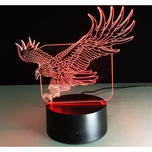 3D Flying Big Eagle Night Light 7 Colorful Hawk 3D Cartoon Table Lamp for Office Hotel Bedroom Bar Mood Lamp Touch Sensor Switch