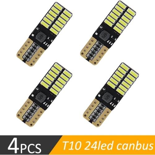 4PCS T10 LED Bulb Canbus 5W5 Car W5W LED Signal Light 12V 6000K License Plate Lights 4014 24SMD White Trunk Lamp Audi 2012 5W