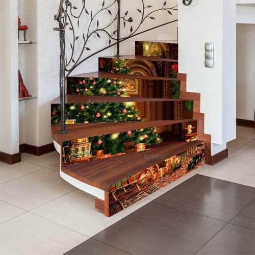 6 Pcs New Product Christmas Creative Staircase Stickers 3D Christmas Tree Corridor Stairs Renovation Decoration Wall Stickers