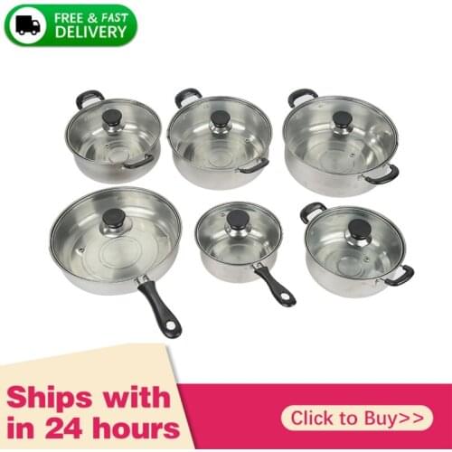 6PCS Stainless Steel Thick Steamer Pot Soup Steam Pot Universal Cooking Pot For Induction Cooker Gas Stove Steam Pot Hot HWC