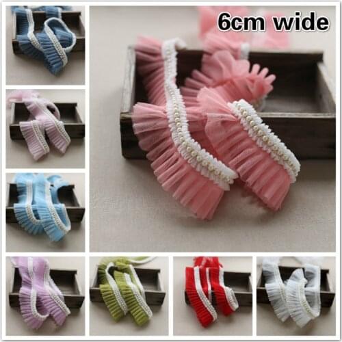 Trend Many Colors Pleated Beaded Ruffle Lace Fabric Accessories DIY Hat Clothes Skirt Sewing Material Doll Cradle Toy Decoration