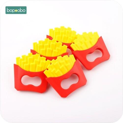 Bopoobo Baby Crib Toy 5pc Potato Chips Food Grade French Fries BPA Free Silicone Teething Beads Baby Rattles Nursing Teether