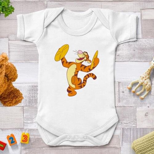 Pooh Winnie 0-24M Tigger Print Disney Cartoon Baby Rompers Newborn Baby Boys Girls Infant Short Sleeve Bodysuit Baby Bodysuits