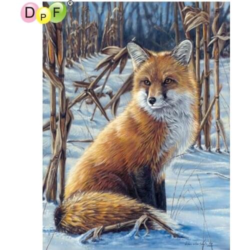 DPF DIY Snow fox 5D diamond painting cross stitch home decor diamond mosaic kit full square crafts diamond embroidery needlework