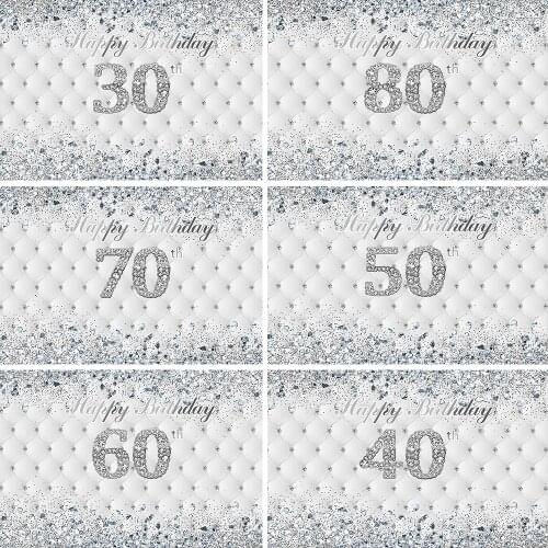 Photography Backdrop 30 40 50 60 70 80th birthday backdrop sliver glitter diamonds photo booth background studio adult portrait