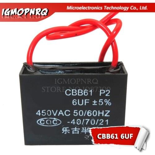 2pcs CBB61 6uf starting capacitance AC Fan Capacitor igmopnrq 450V CBB Motor Run Capacitor