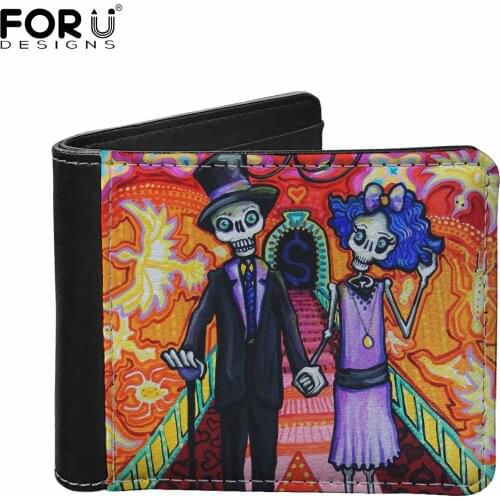 FORUDESIGNS Gothic Wedding The Lovers Design Men Wallets High Quality Card Holders Coin Pocket Carteras Male Soft Leather Purse