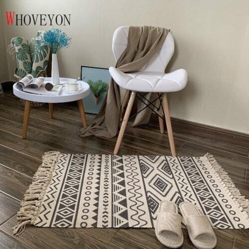 Cotton and Linen Living Room Carpet Home Home Bedroom Carpet Carpet Children Bedroom Decorative Rug Floor Door Carpets Area Rugs