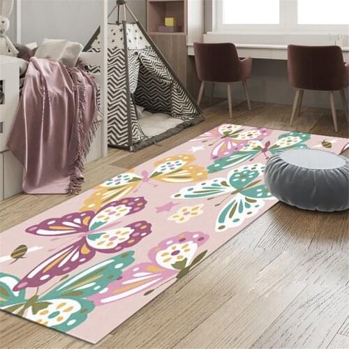 Cute Cartoon Pink Butterfly Bedroom Carpet Decoration Bedside Rug For Girl Room Kitchen Mat Set Bathroom Floor Mat Doormat