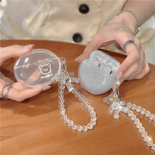 Cute cartoon Glitter bear Earphone Case for Huawei Freebuds Pro 4 Headphone Cover with Keychain Headset Cases for Freebuds 3 4i