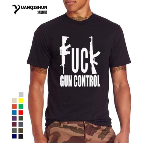 GUN CONTROL Funny Printing Men T shirt 2018 Fashion Design AR15 AK47 Guns T-shirt 16 Colors Boutique Cotton Tops Tees Hip Hop