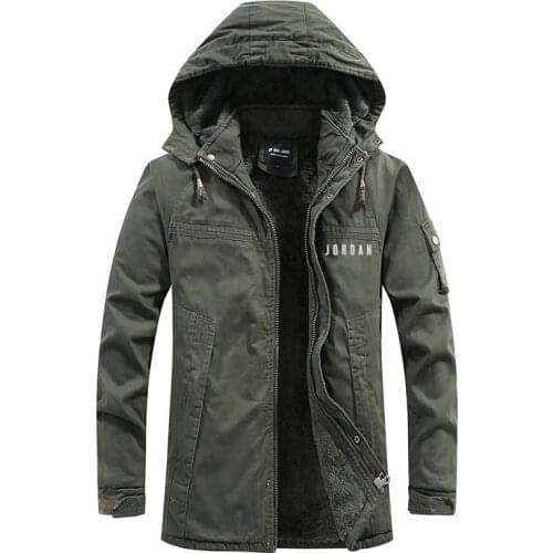Men Jacket Winter for Snow Detachable Collar Warm Thick Winter Down Jacket Zipper Windproof Long Section Solid Color Cotton Coat