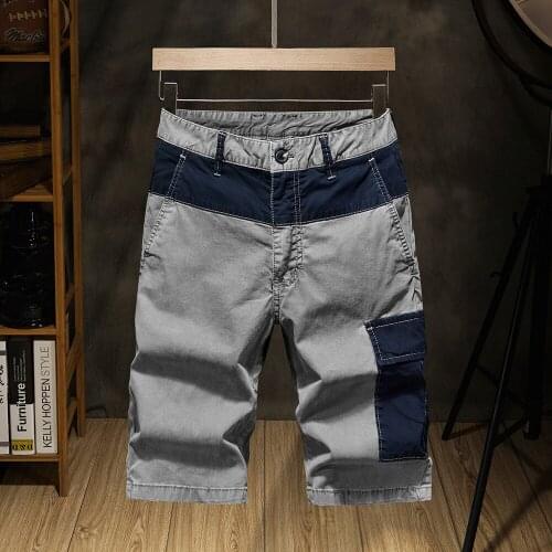 Workwear Shorts Male 2021 New Fashion Outdoor Splicing Color Contrast Three-Dimensional Patch Pocket All-Match Male Shorts