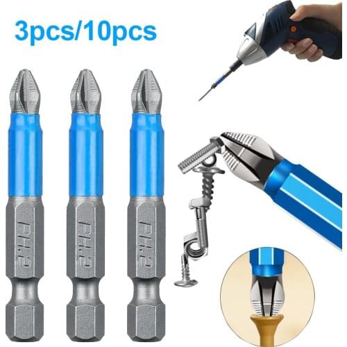 Magnetic PH2 Screwdriver Bits Set 50mm 1/4" Hex Shank Anti-slip Phillips Bits for Hand Electric Drill Driver Hand Tools